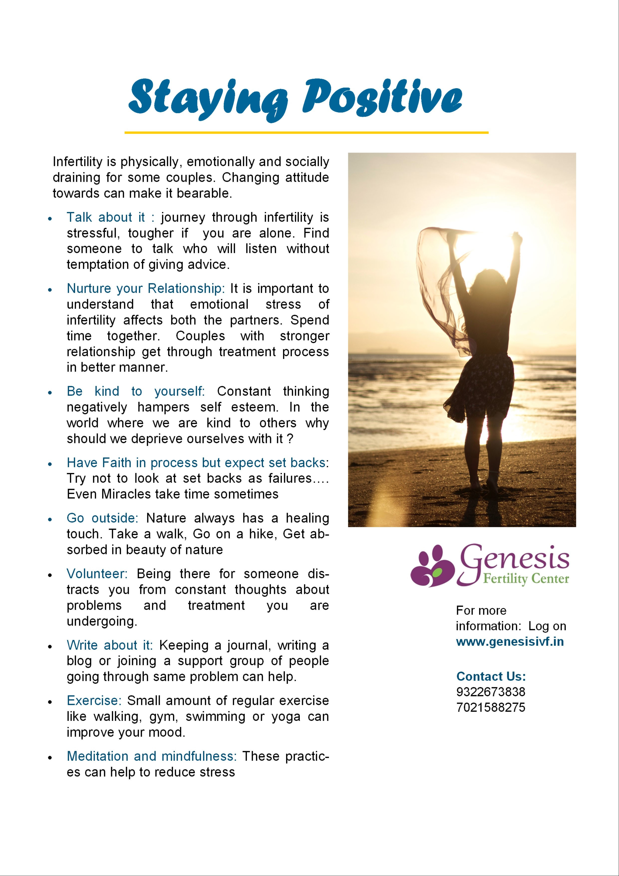 Stay positive blog by Genesis Fertility Center